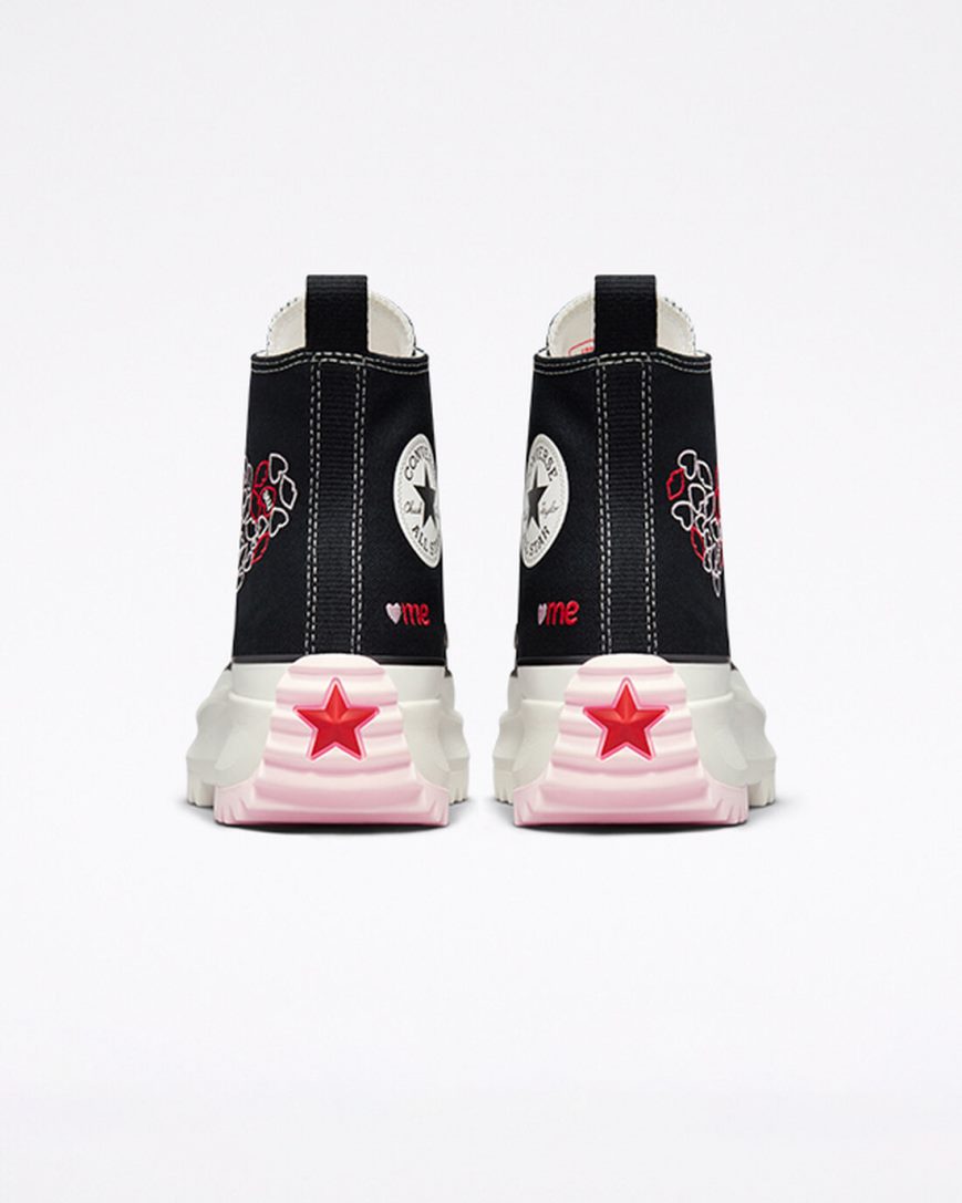 Topanky Na Platforme Converse Run Star Hike Embroidered Hearts Vysoke Damske Čierne Červené | SK IANKG0